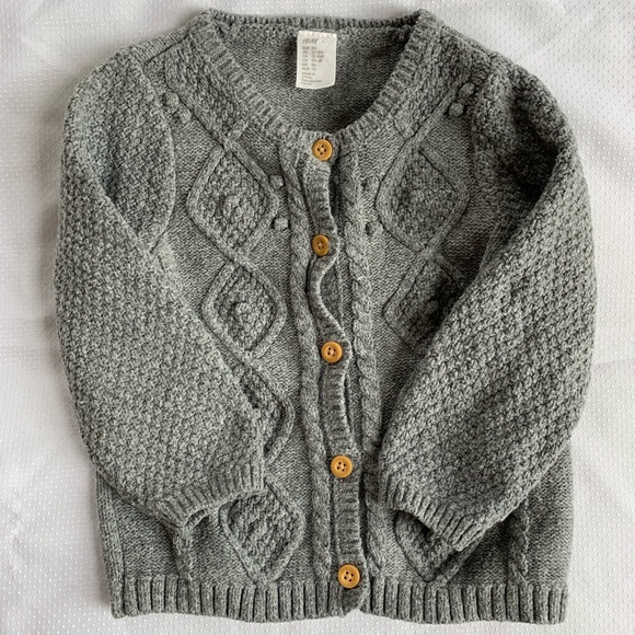 ✨SOLD✨ H&M Baby Gray Textured Knit Cardigan - Picture 1 of 6